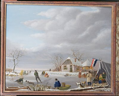 Patineurs dans un paysage d